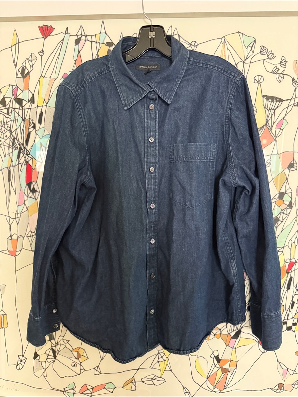Men's Banana Republic Dark Blue Denim Button-Up Shirt